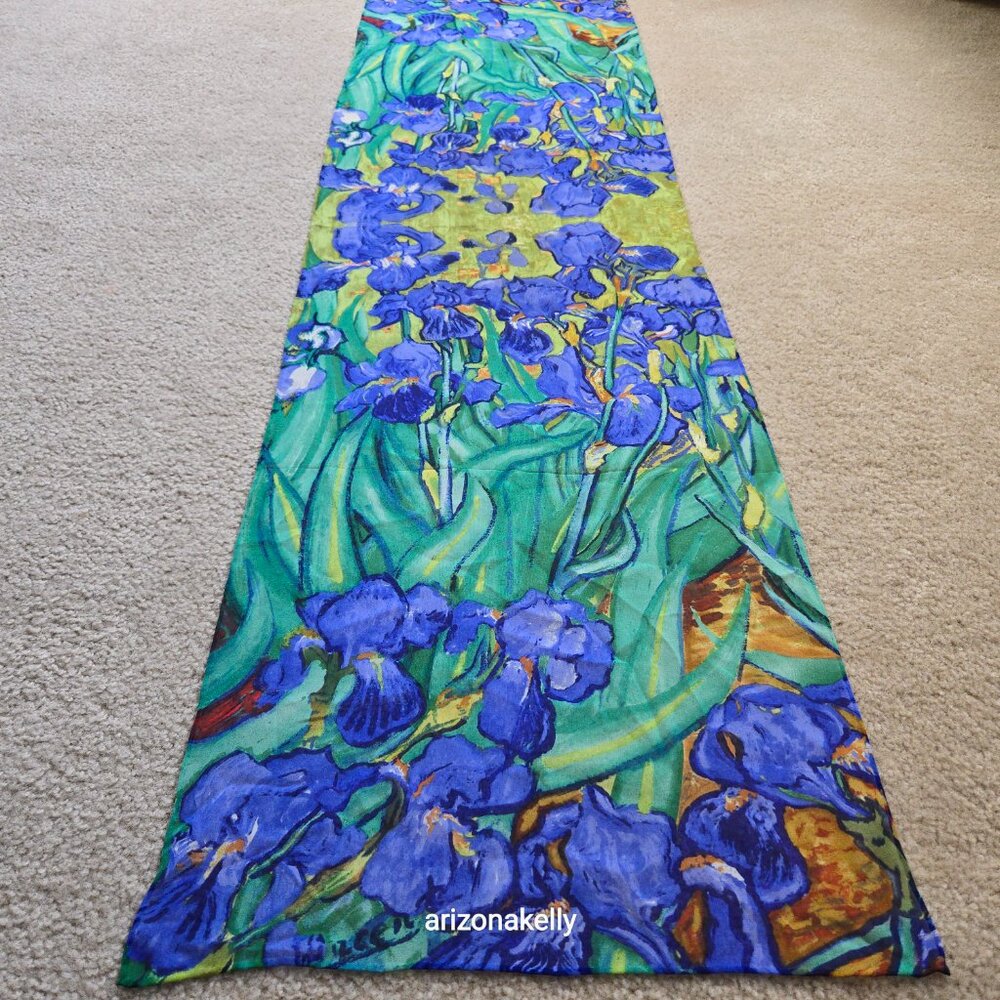 Van Gogh Silk Oblong Scarf Hand-Rolled Edges - Picture 4 of 10